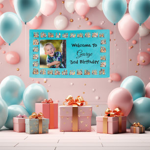 Lona Tema de foto personalizado y Fiesta de texto lindo