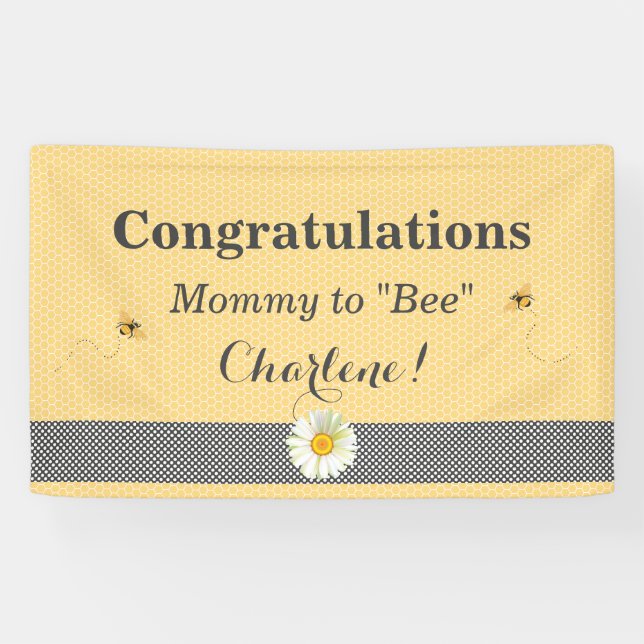 Lona Tema del abee Honeycomb Oro y Polka Gris (Horizontal)