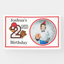 Lona Tema del béisbol Segundo cumpleaños Photo Bat Ball