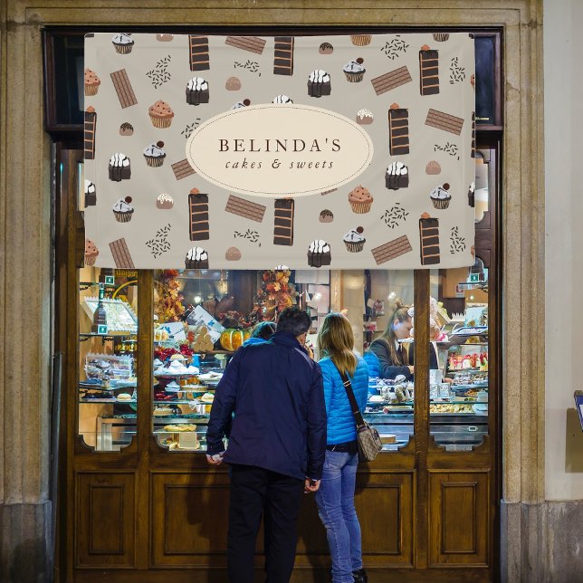 Lona Tema del chocolate Panadería Chef Custom Name Shop (Chocolate Theme Bakery Chef Custom Name Shop Banner)