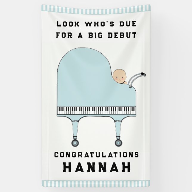 Lona Tema musical de Baby Shower Boy (Vertical)