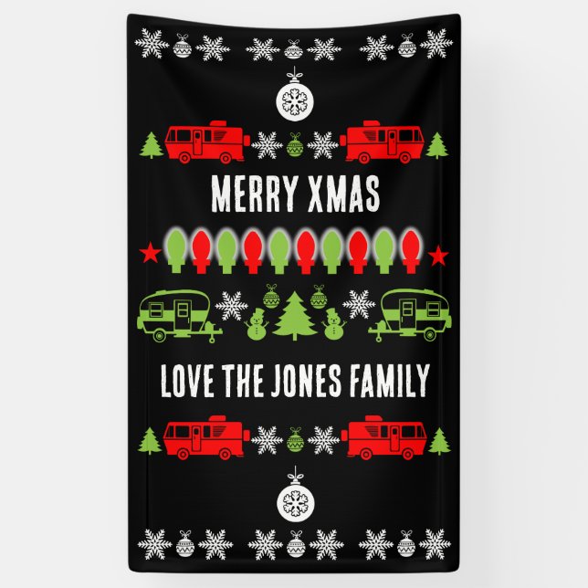 Lona Temporada feliz de Navidades de Caravana (Vertical)