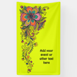 Lona Tendencias Retro de Flor Power Borde 6 + tu texto