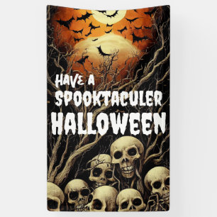 Lona Tener cráneos de Halloween y murciélagos en Spookt