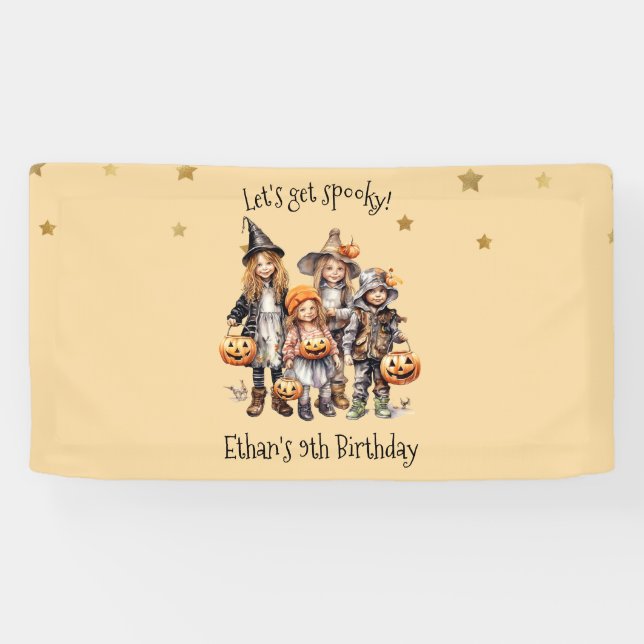 Lona ¡Tengamos miedo! Fiesta de cumpleaños de niños dis (Horizontal)