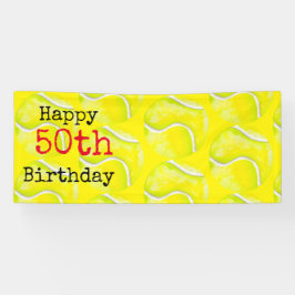 Lona Tenis 50º cumpleaños con pelota de tenis y número