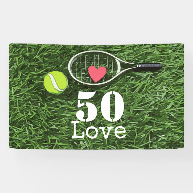 Lona Tenis 50.ª pelota de tenis de cumpleaños y amor po (Horizontal)