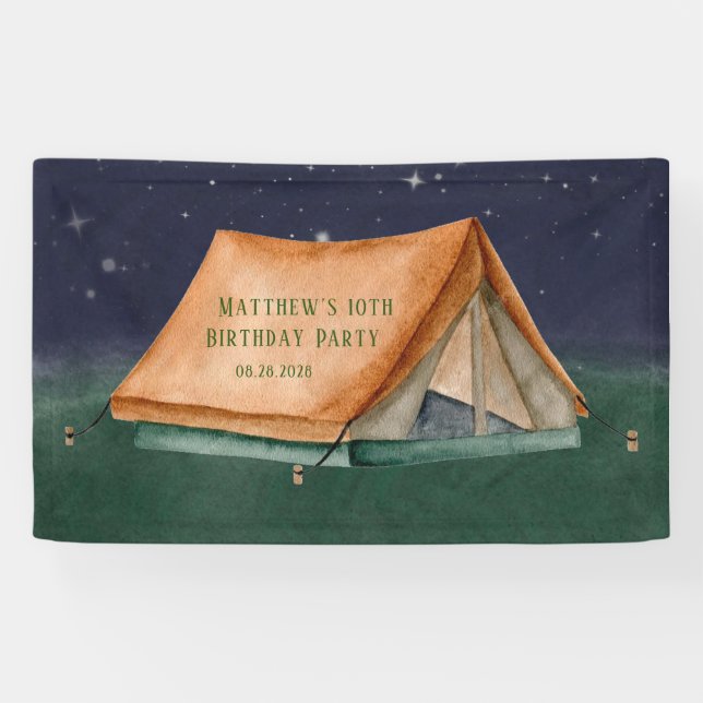 Lona Tent Campout Sleepover Boy Fiesta de Cumpleaños (Horizontal)