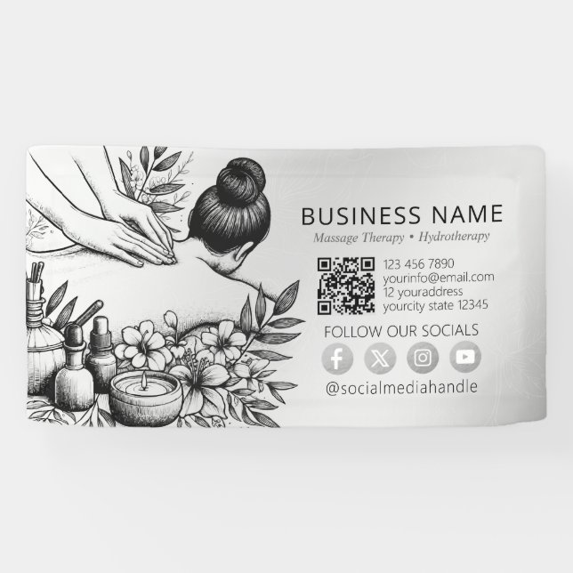 Lona Terapia Masajista Manos Curadoras Energía Spa Well (Horizontal)