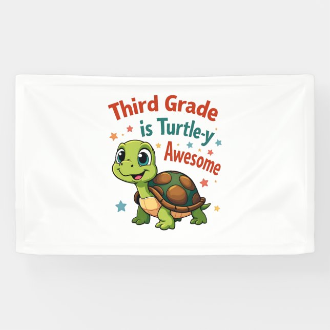 Lona Tercer grado Tortuga-increíble Camiseta de vuelta  (Horizontal)