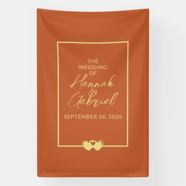 Lona Terracota boda y oro (Vertical)