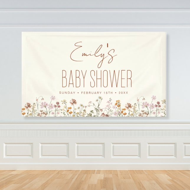 Lona Terracotta Wildflower Boho Baby Shower (Subido por el creador)