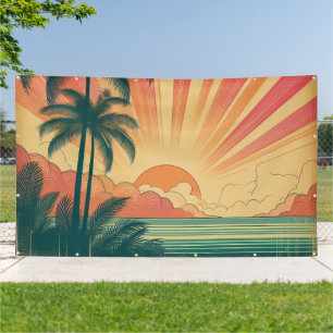 Lona Terraza tropical retro/vintage/puesta de sol hawai