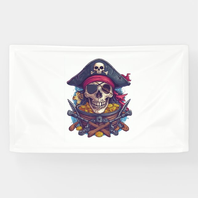 Lona Tesoro pirata de cráneo (Horizontal)