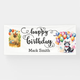 Lona Texas Cumpleaños Temático para Amantes de los Gato