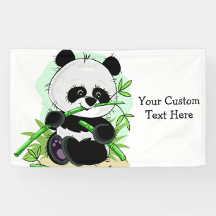 Lona Texto de las pandas lindas y bandera de encargo