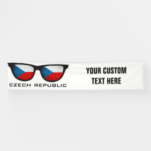 Lona Texto de las sombras checas y bandera de encargo