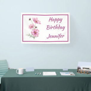 Lona Texto de nombre personalizado Cosmos Jardín Flor