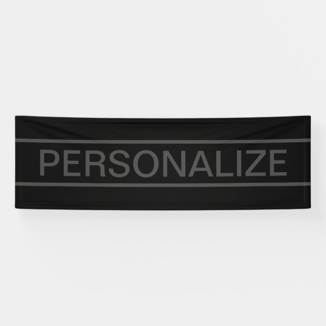 Lona Texto de personalizable | Negra y gris oscuro (Horizontal)