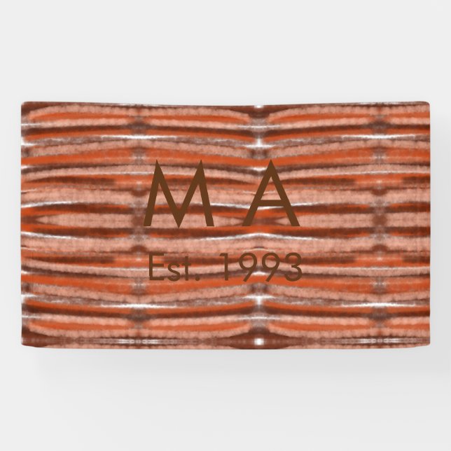 Lona texto marrón rústico boho agregar nombre letra año (Horizontal)
