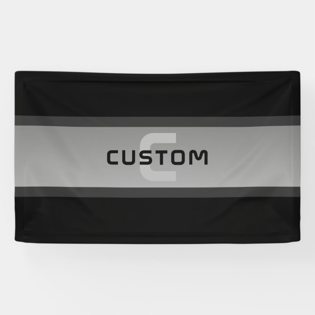 Lona Texto moderno con capas de Personalizable | Negro  (Horizontal)