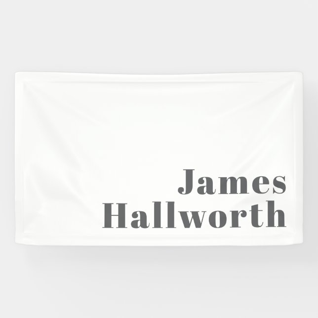 Lona Texto moderno retro editable de estilo | Gris (Horizontal)