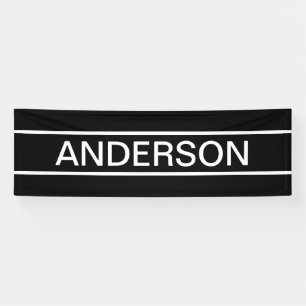 Lona Texto personalizable   Negro y blanco moderno y ne