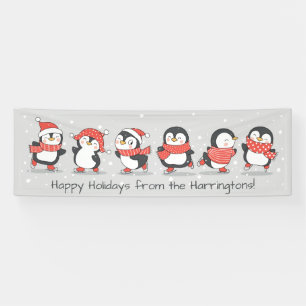 Lona Texto personalizado Banderas de los penguins de in