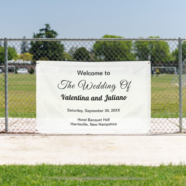 Lona Textos negros sobre el rectángulo del Boda de fond (in situ)