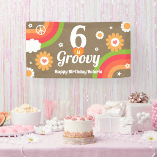 Lona Textura de papel kraft Retro Groovy cumpleaños 6