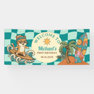 Lona The Big One Surfer Cat Summer 1st Birthday Welcome