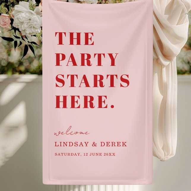 Lona The Party Stars Here! Bold Font Wedding Welcome (The Party Stars Here! Bold Font Wedding Welcome Banner)