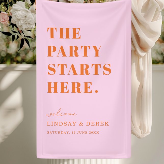 Lona The Party Stars Here! Bold Font Wedding Welcome (The Party Stars Here! Bold Font Wedding Welcome Banner)