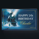 Lona The Polar Express Pajama Slumber Party Banner<br><div class="desc">Celebrate your child's birthday with this beautiful Polar Express Birthday banner. Personalize by adding your child's name and age!</div>