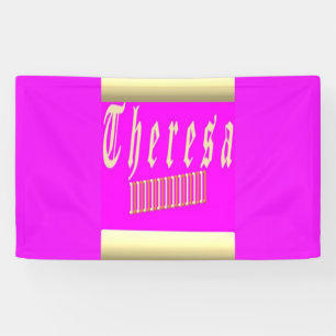Lona Theresa Nombre gráfico rosa y oro