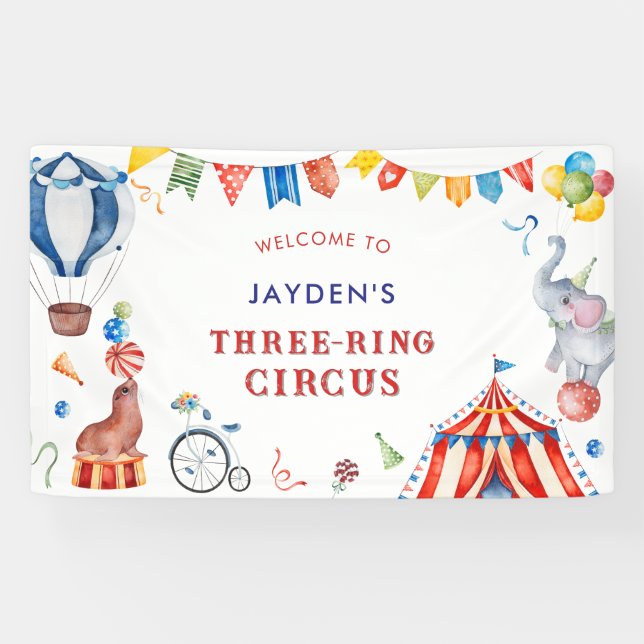 Lona Three Ring Circus Carnival Birthday Welcome (Horizontal)