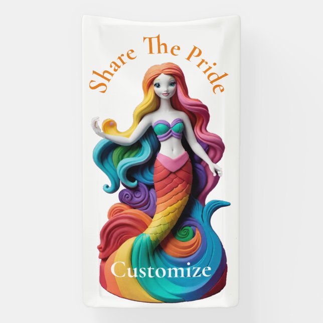 Lona Thunder_Cove, sirena del orgullo arcoiris (Vertical)