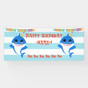 Lona Tiburón personalizado del bebé del cumpleaños