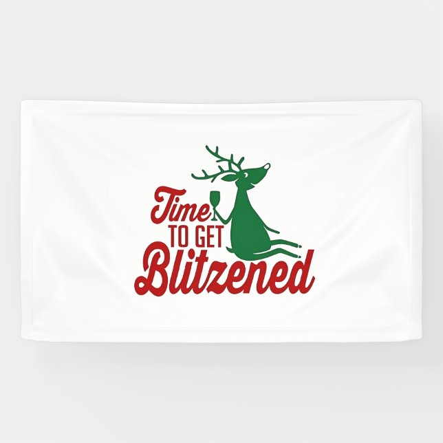 Lona Tiempo para ser Blitzeneado Reno de Navidad  (Horizontal)