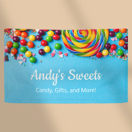 Lona Tienda de dulces divertida y colorida negocio de t