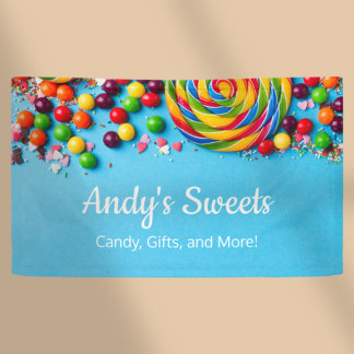 Lona Tienda de dulces divertida y colorida negocio de t
