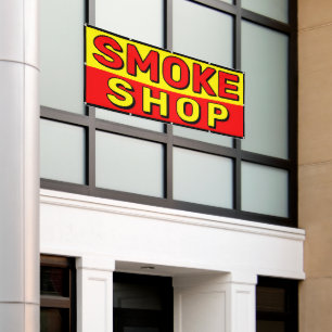 Lona Tienda de Humo Rojo Amarillo Negro Anuncio