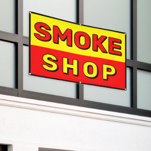 Lona Tienda de Humo Rojo Amarillo Negro Anuncio
