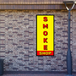 Lona Tienda de Humo Rojo Amarillo Negro Anuncio 