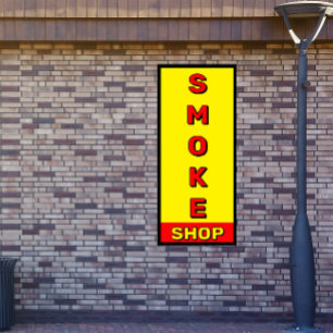 Lona Tienda de Humo Rojo Amarillo Negro Anuncio 