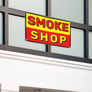 Lona Tienda de Humo Rojo Amarillo Negro Anuncio