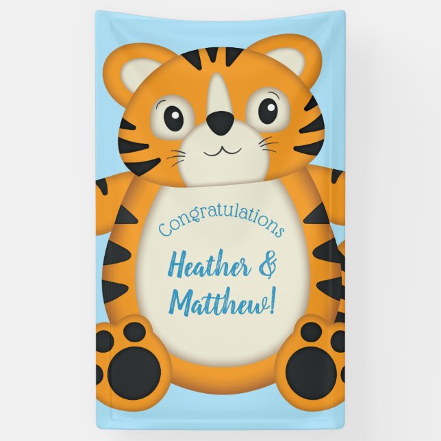 Lona Tiger Baby Shower Blue (Vertical)