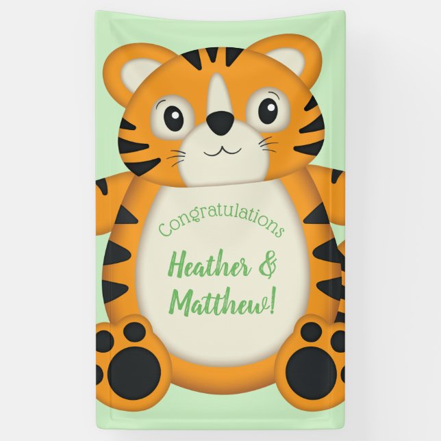 Lona Tiger Baby Shower Green (Vertical)