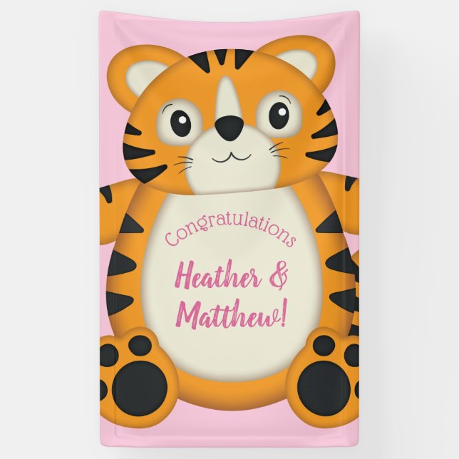 Lona Tiger Baby Shower Pink (Vertical)