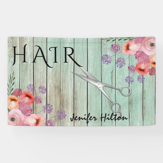 Lona Tijeras florales de boho de madera de menta de vid (Horizontal)